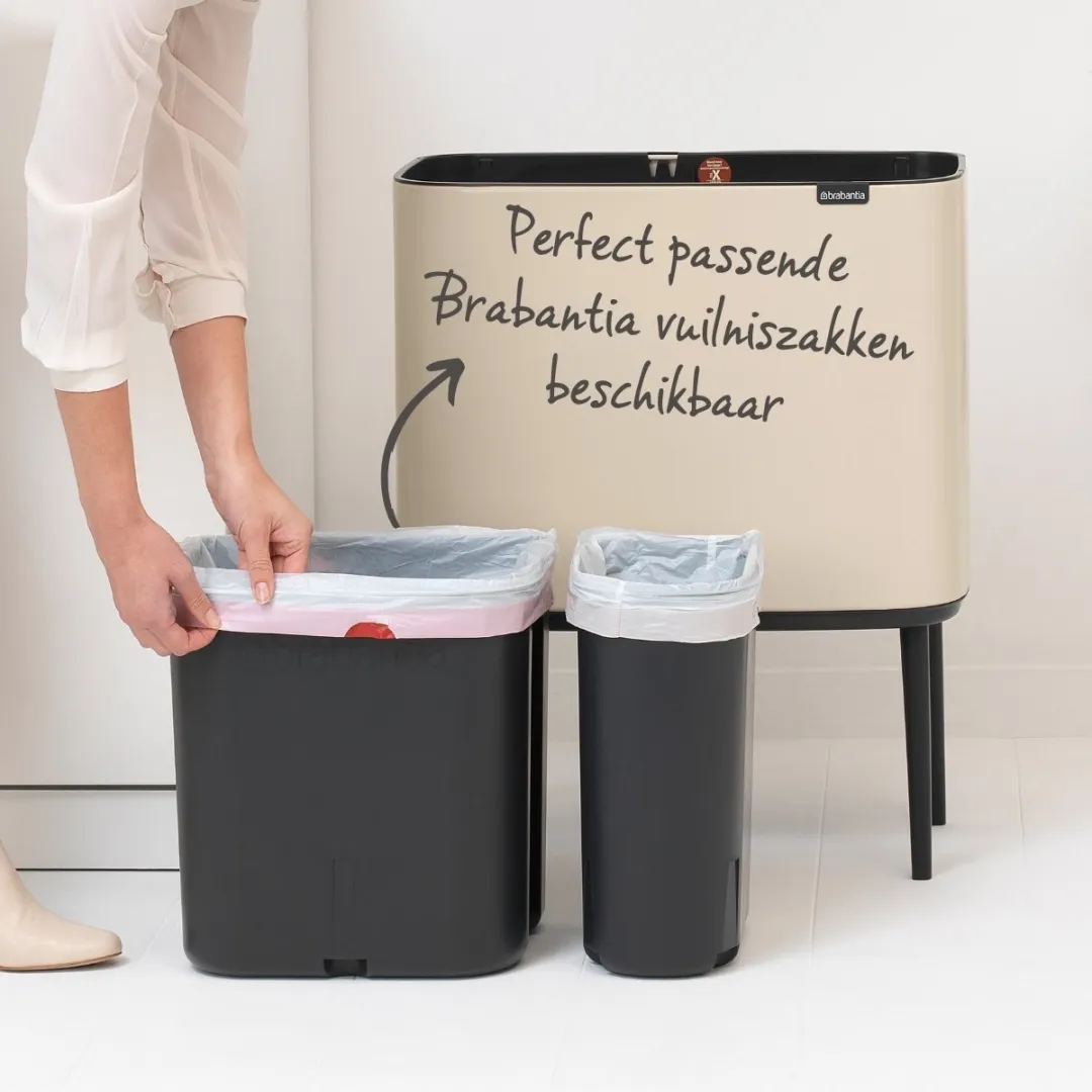 Brabantia Bo Touch Bin Prullenbak 34L - 2 Vakken Soft Beige