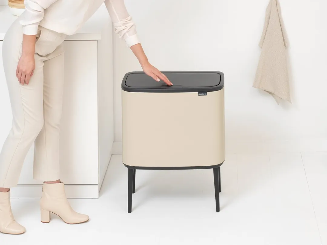 Brabantia Bo Touch Bin Prullenbak 34L - 2 Vakken Soft Beige