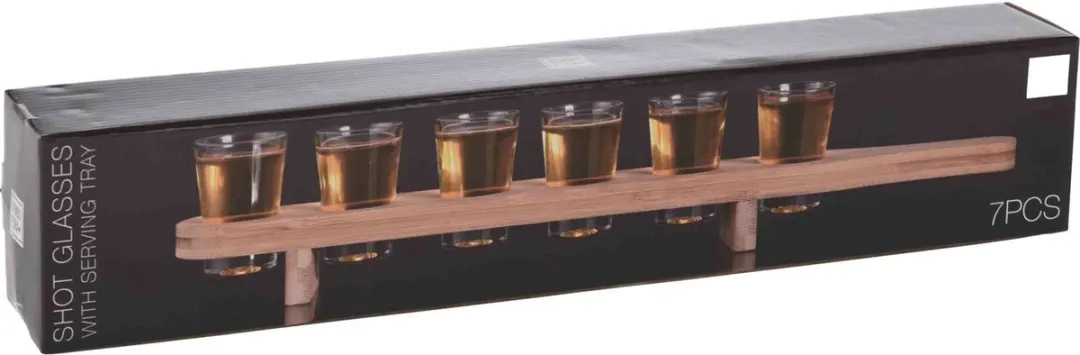 Excellent Houseware Shotglaasjeshouder Bamboe - 6 Stuks