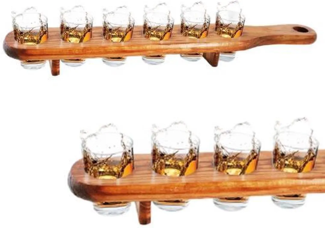 Excellent Houseware Shotglaasjeshouder Bamboe - 6 Stuks
