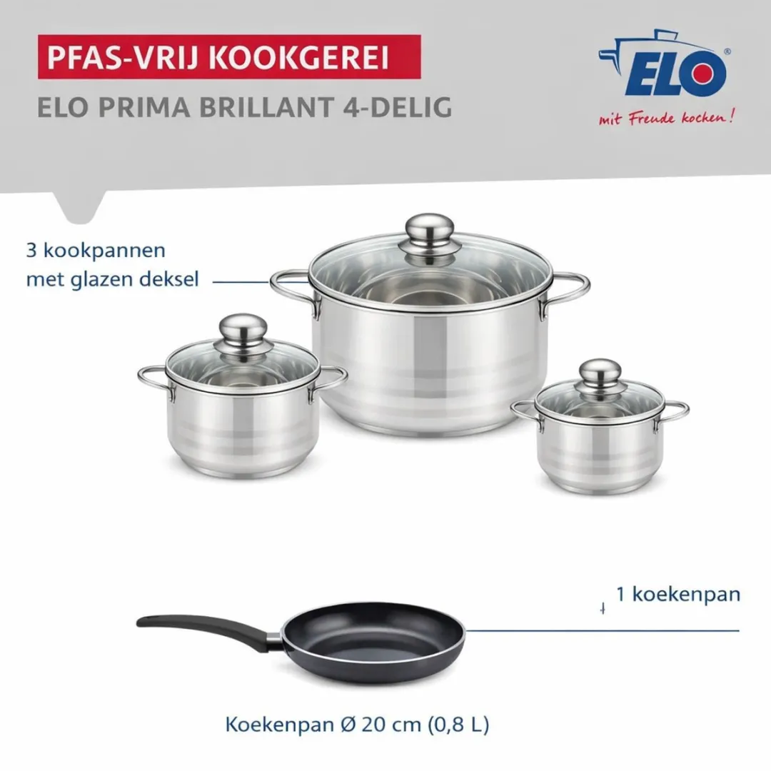 Fackelmann ELO 9711450 Keukengerei Set - 4-delig Roestvrij staal Inductie