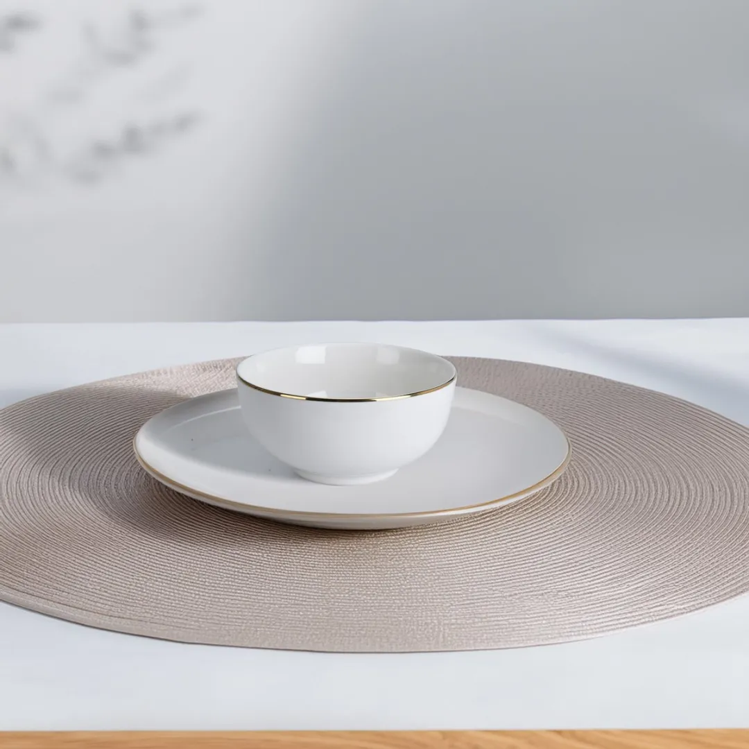 Excellent Houseware Kommetje Porselein 14cm - Wit met gouden rand