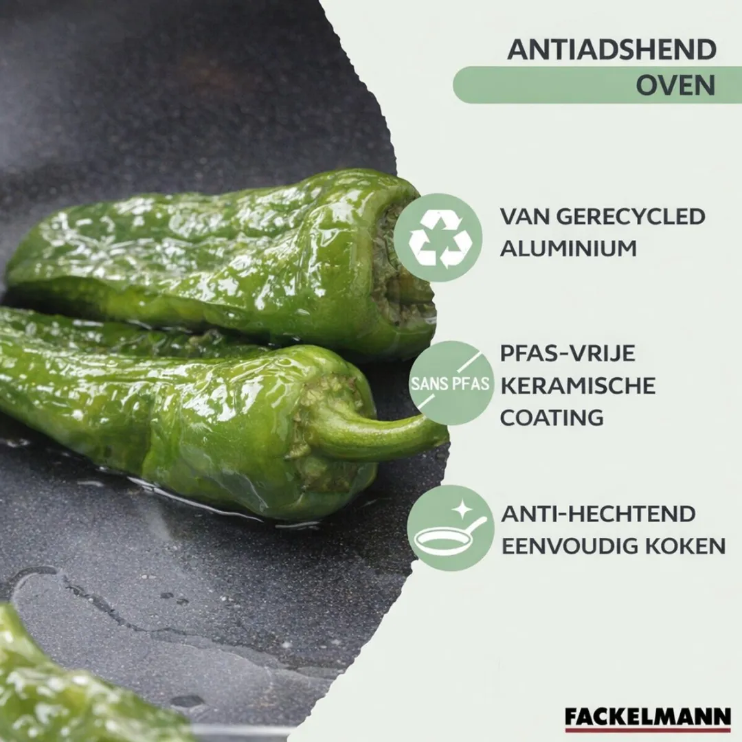 Fackelmann 688139 Steelpan 16cm - Anti-aanbak keramisch - Zwart/ Groen