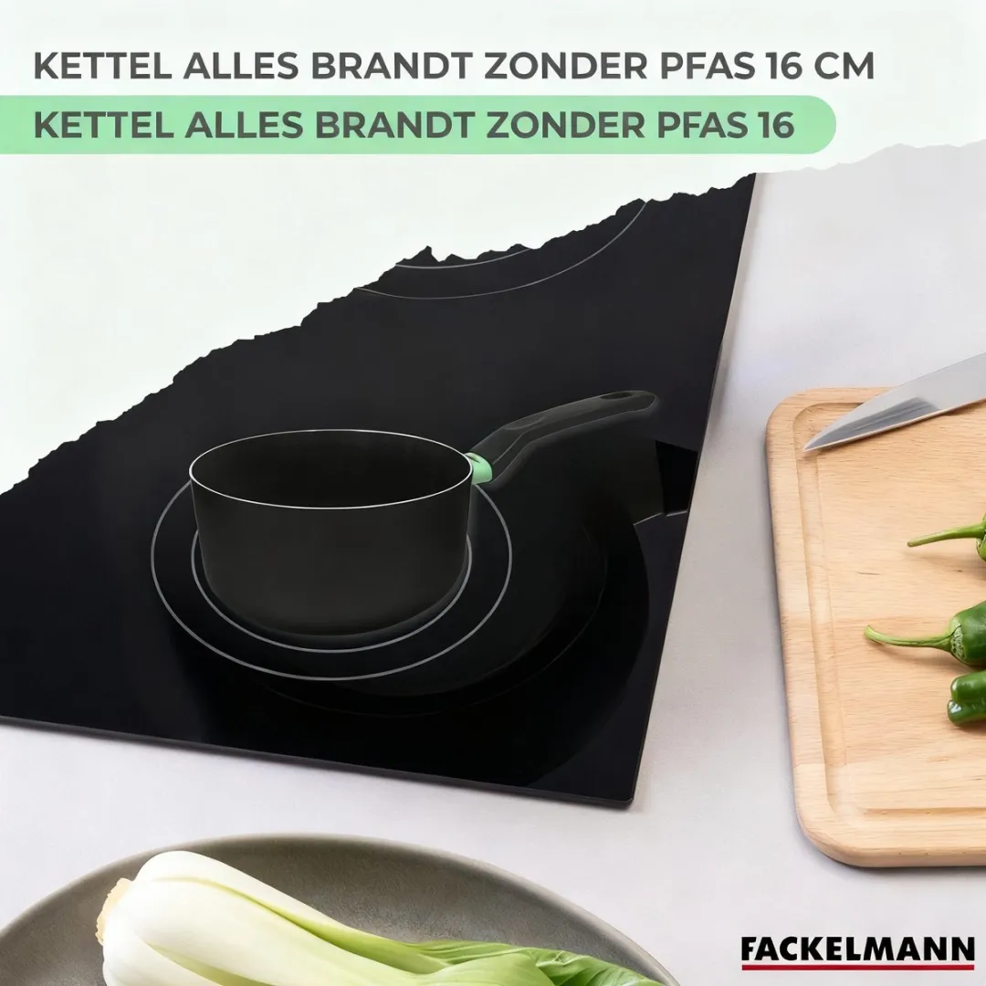 Fackelmann 688139 Steelpan 16cm - Anti-aanbak keramisch - Zwart/ Groen - afbeelding 6 van 6