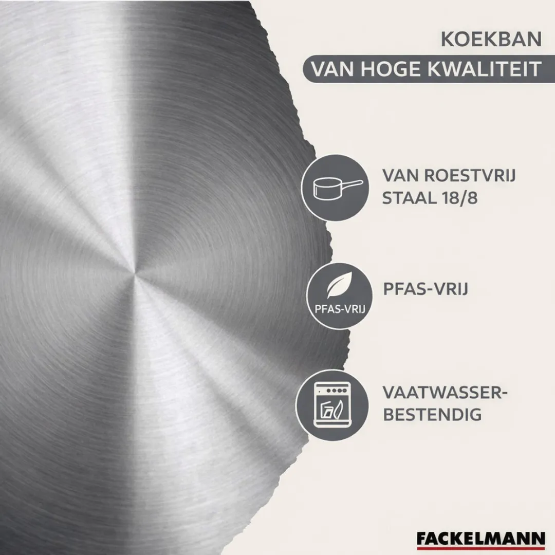 Fackelmann Geneva Roestvrijstalen Koekenpan 28cm - Set met 4 pannen 16/20/24cm
