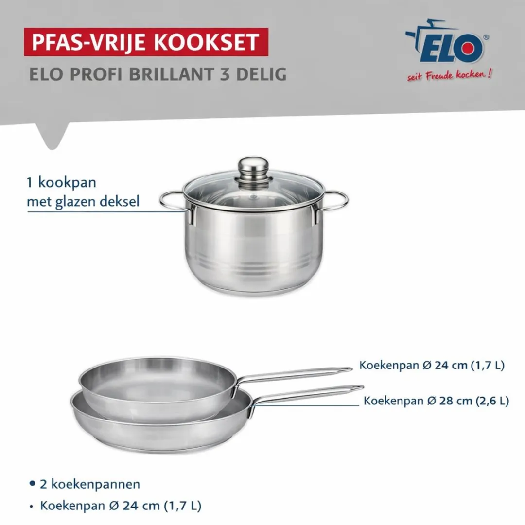 Fackelmann Elo Profi Brillant Keukenset 3-delig - 24/28cm + 20cm
