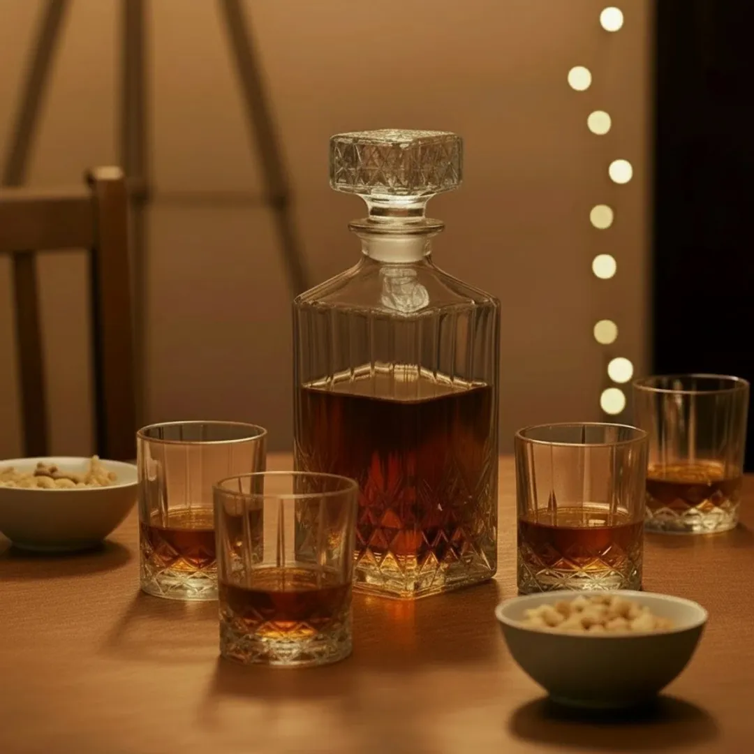 Cookinglife Whiskey Set - Karaf 900ml + 4 Glazen 230ml