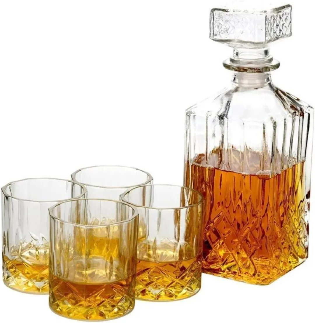 Cookinglife Whiskey Set - Karaf 900ml + 4 Glazen 230ml