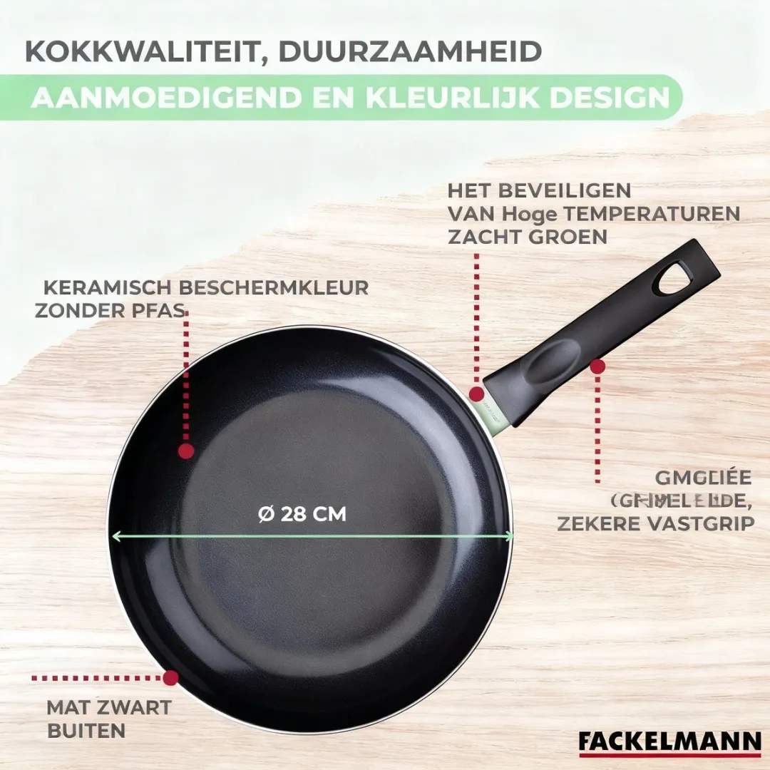 Fackelmann 688131 Pan 28cm - Inductie/Gas/Zwart-Groen - afbeelding 6 van 6