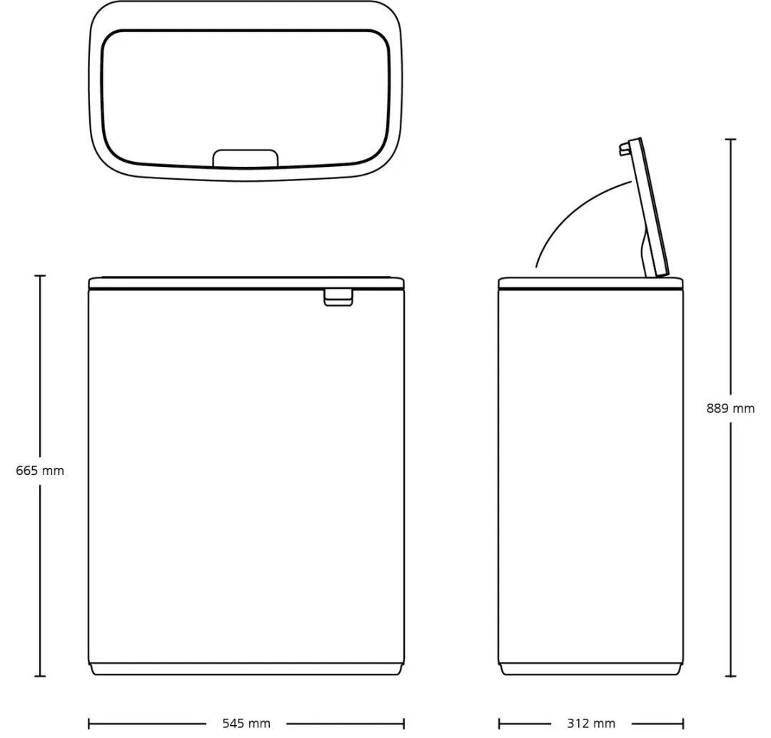 Brabantia Bo Touch Bin Prullenbak 2x30L - Afvalscheiding - Platinum