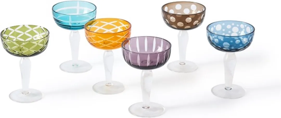Pols Potten Coupe Glazen Cuttings Multicolor