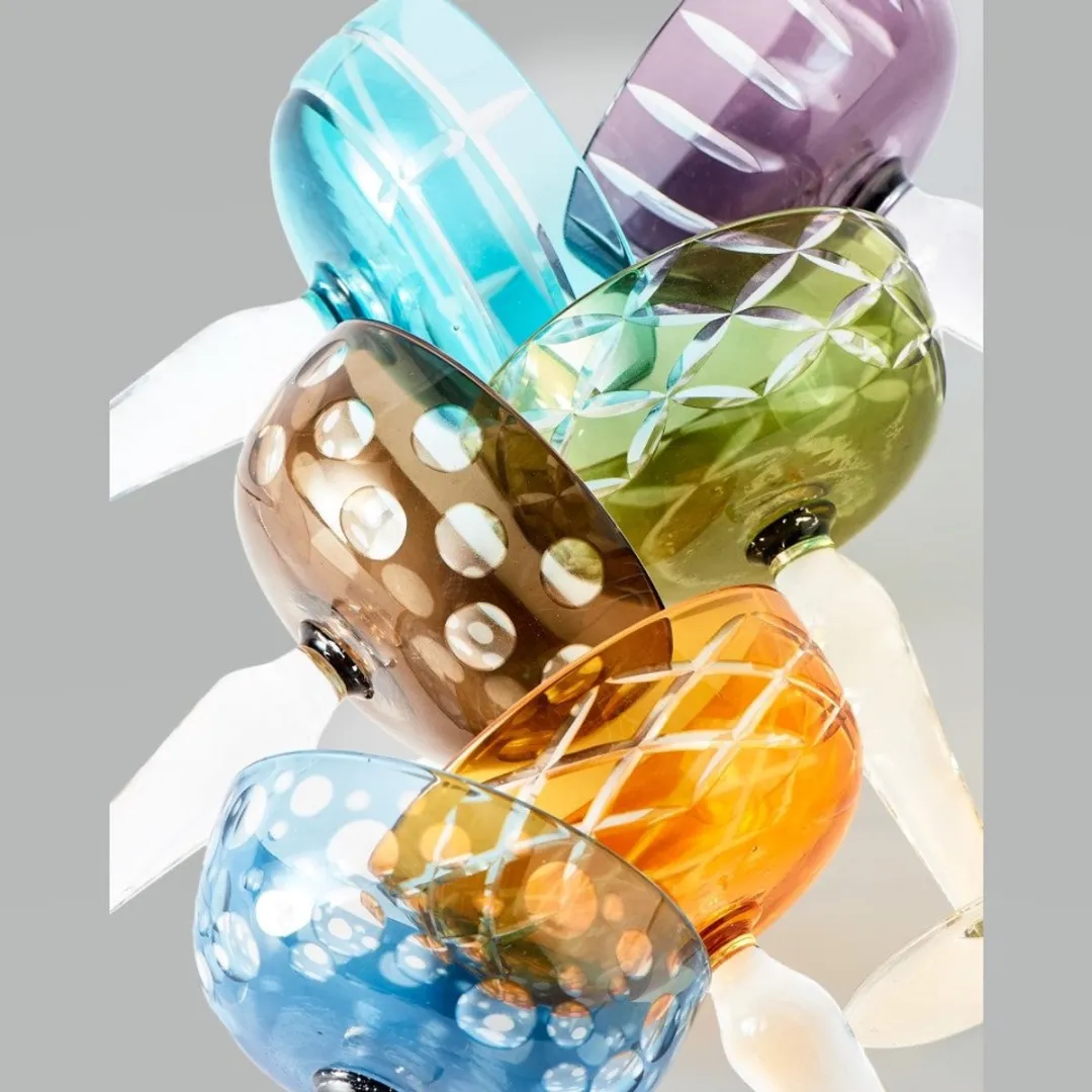 Pols Potten Coupe Glazen Cuttings Multicolor - 6 Stuks