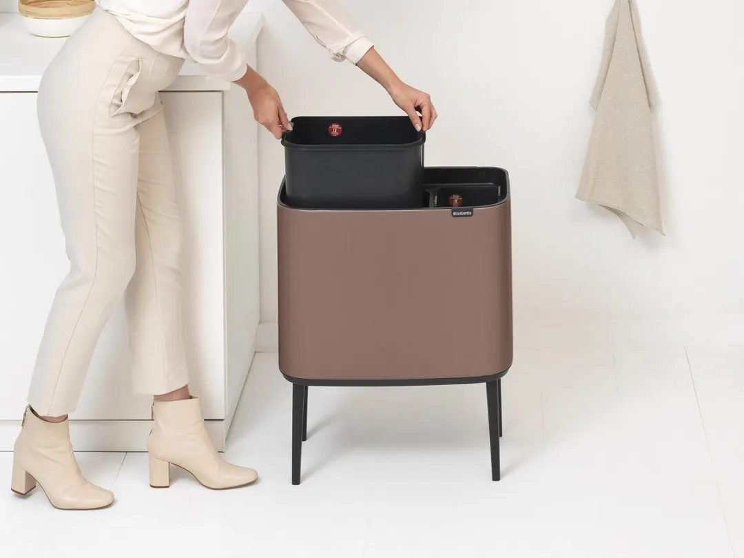 Brabantia Bo Touch Bin Prullenbak - 11 + 23 liter - Afvalscheiding - Satin Taupe