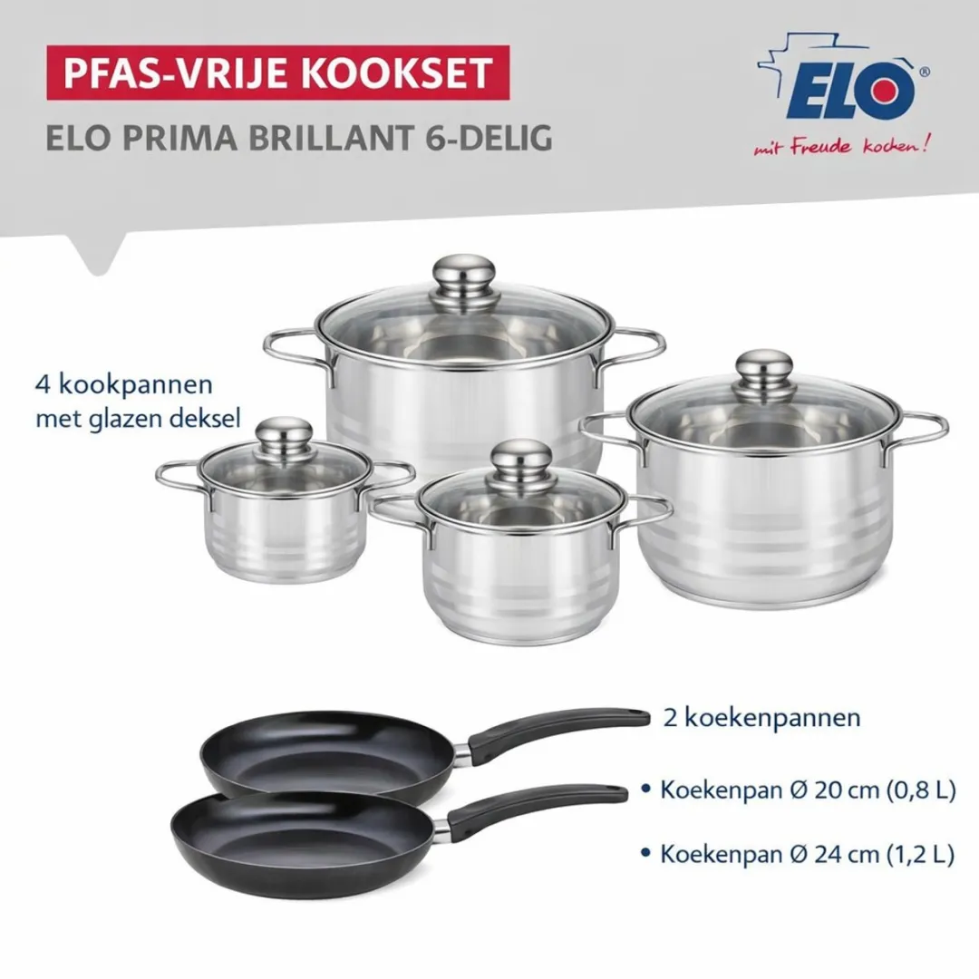 Fackelmann ELO 9724350 Keukenset 6-delig - Inductie - Roestvrij staal