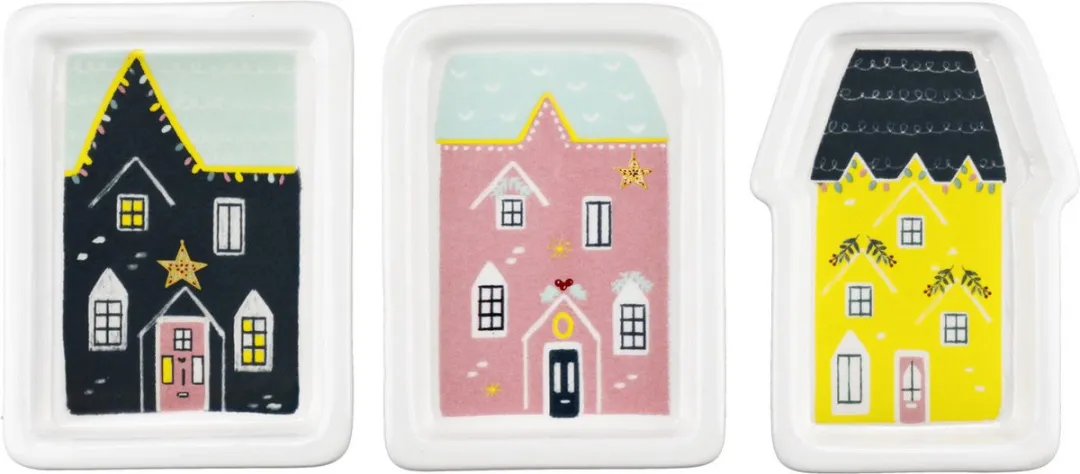 KitchenCraft Keramische Notenkraker Bordenset - 3-delig - Assorted