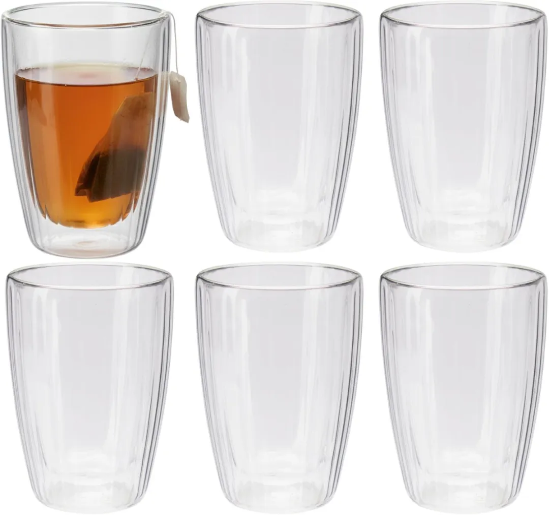Excellent Houseware Dubbelwandige Koffieglazen 6x 350ml