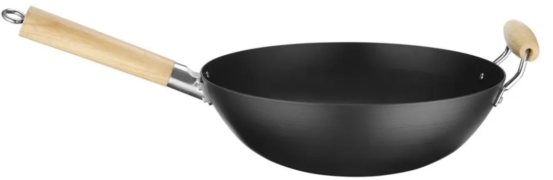HENDI Carbonstalen Wok 32cm - Inductiegeschikt - RVS
