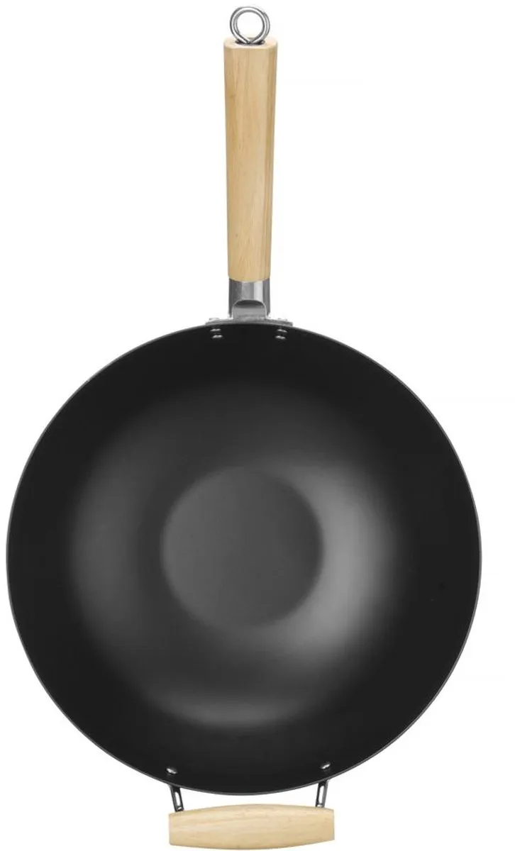 HENDI Carbonstalen Wok 32cm - Inductiegeschikt - RVS
