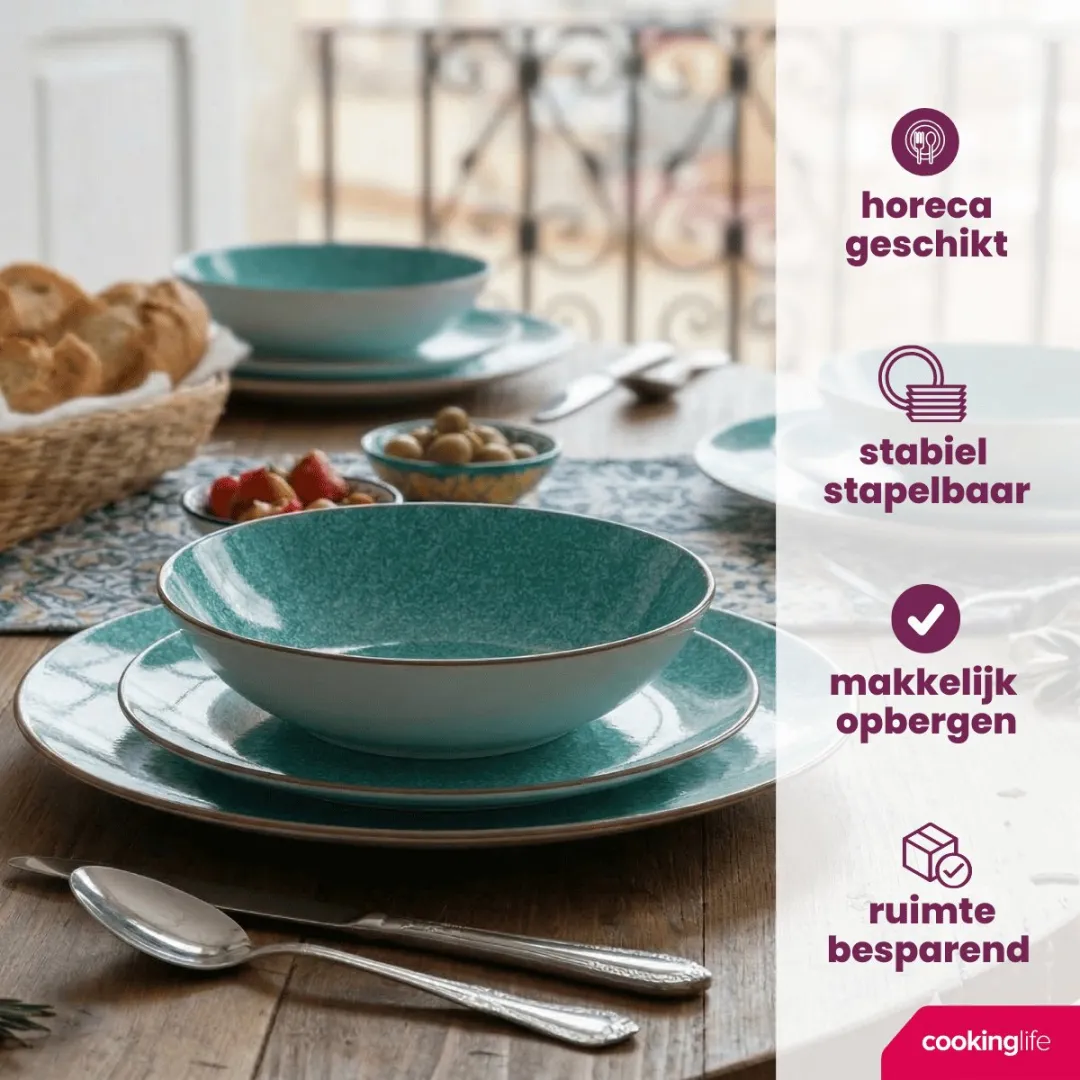 Cookinglife Tela Groen Serviesset 12-delig - 4 Personen