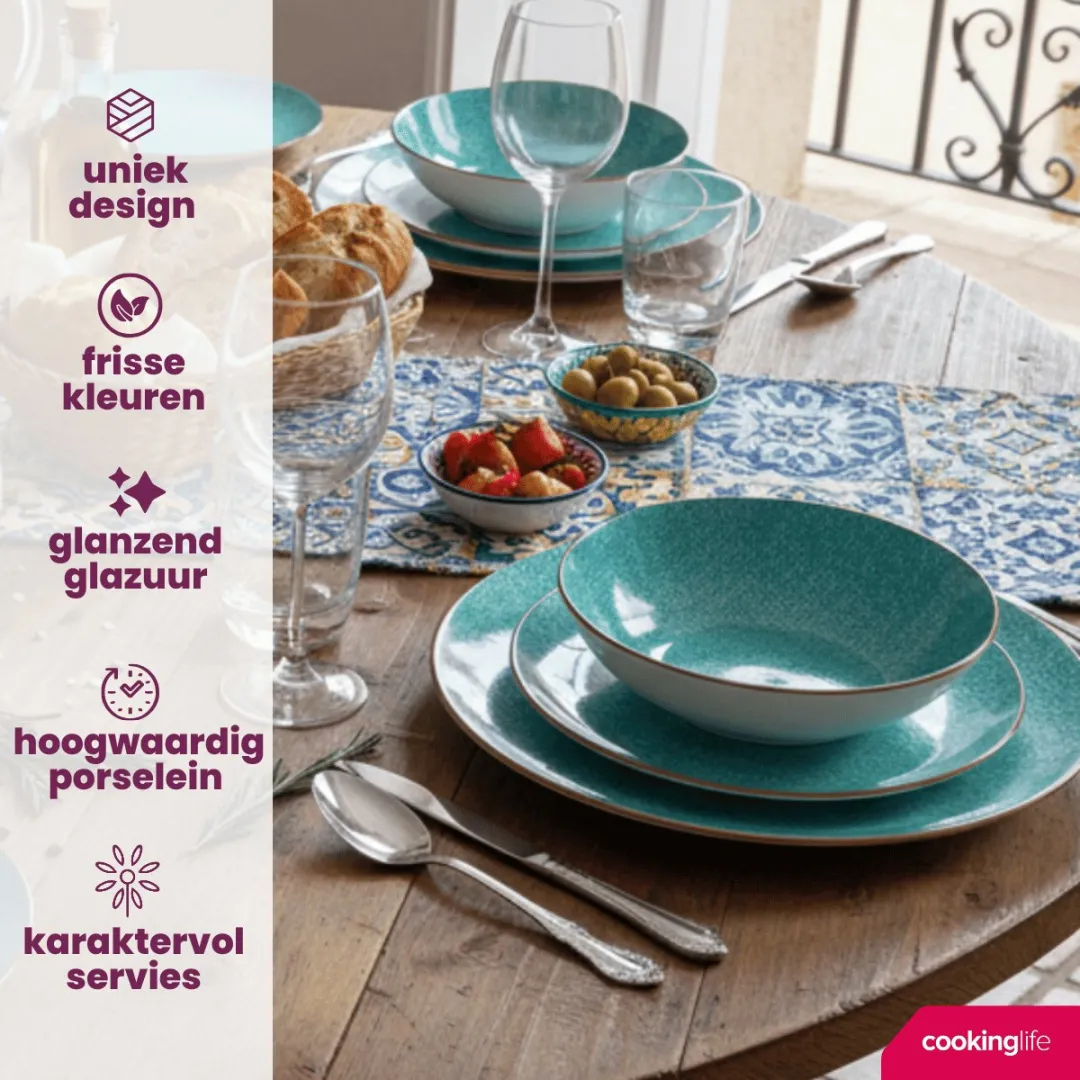 Cookinglife Tela Groen Serviesset 12-delig - 4 Personen