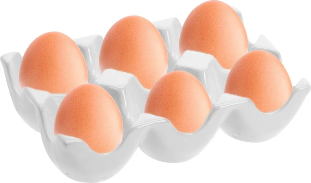Excellent Houseware Eiertray Porselein 6 Stuks - Wit
