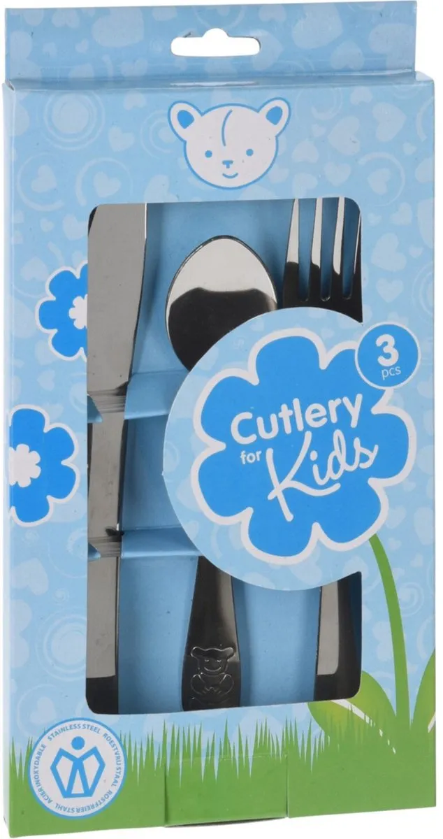 Excellent Houseware Kinder Bestekset 3-delig - 6 Stuks - Blauw