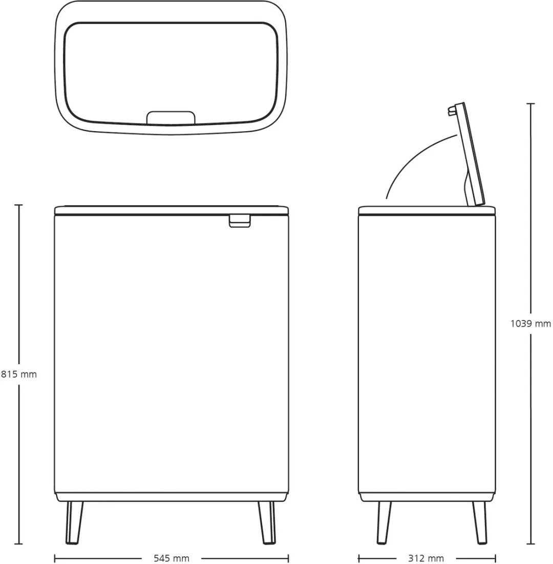 Brabantia Bo Touch Bin Hi Prullenbak 60L - 1 Vak Matt Black