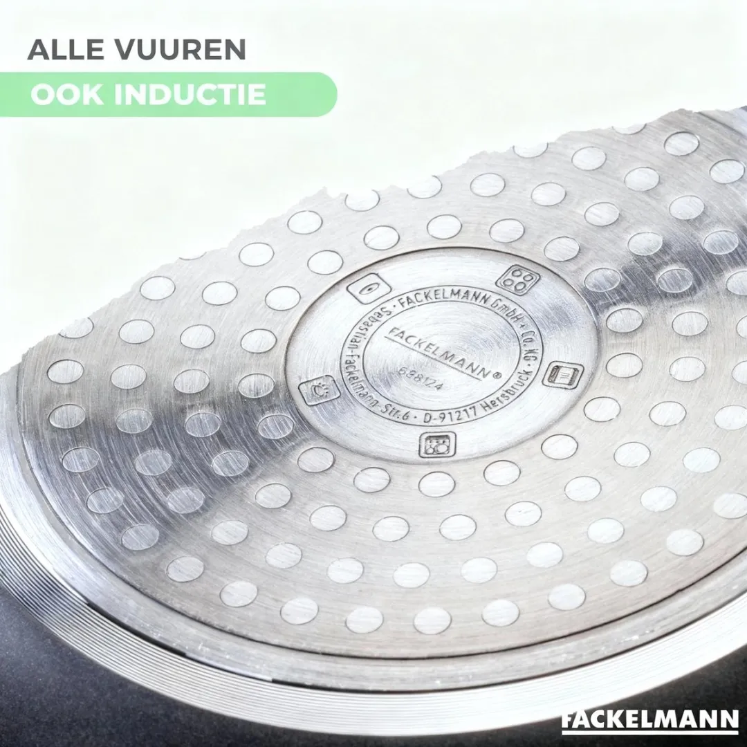 Fackelmann 9222050B88 RVS Pannen & Kookpottenset 24/28/30cm & 16/18/20cm - 3+3 Stuks - Zwart/Groen - afbeelding 6 van 6