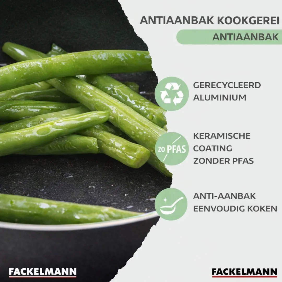 Fackelmann 9222050B88 RVS Pannen & Kookpottenset 24/28/30cm & 16/18/20cm - 3+3 Stuks - Zwart/Groen