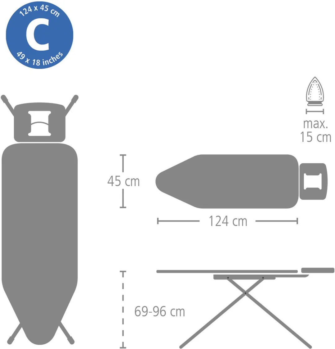 Brabantia Strijkplank C 134920 - 124x45cm - Spring Bubbles