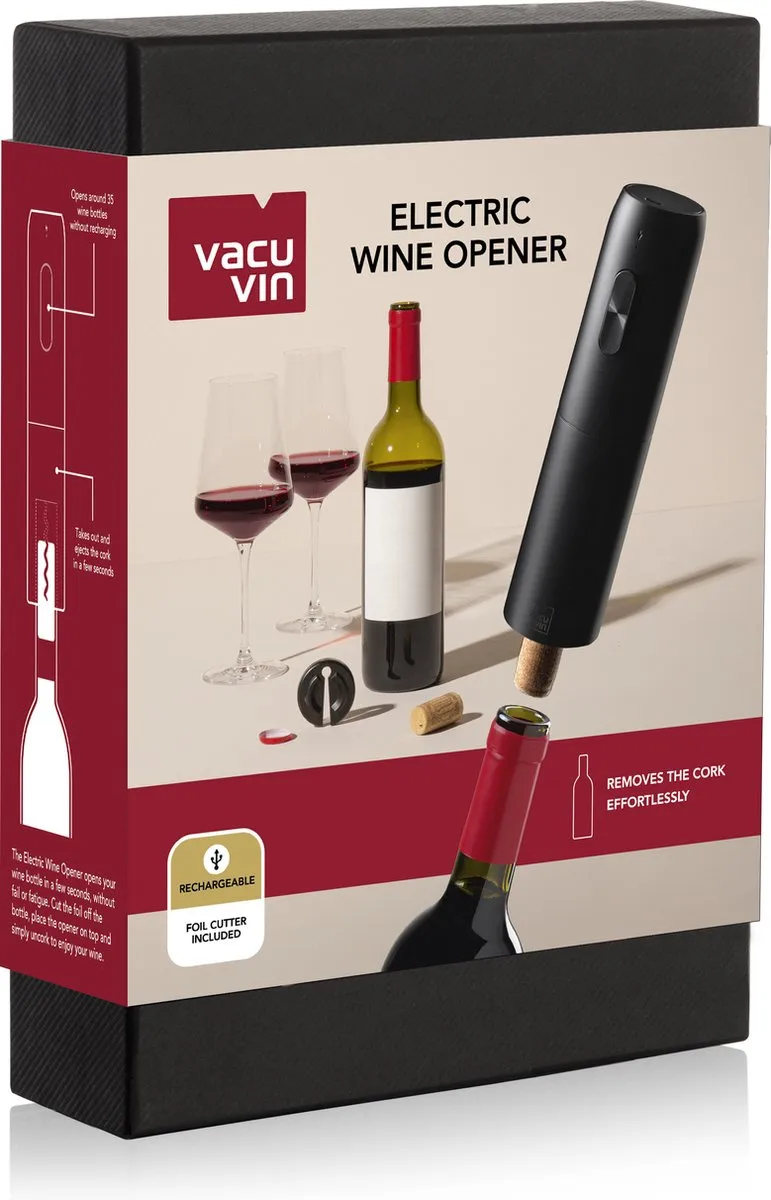 VacuVin Electric Wine Opener 91004606 - Zwart - afbeelding 6 van 6