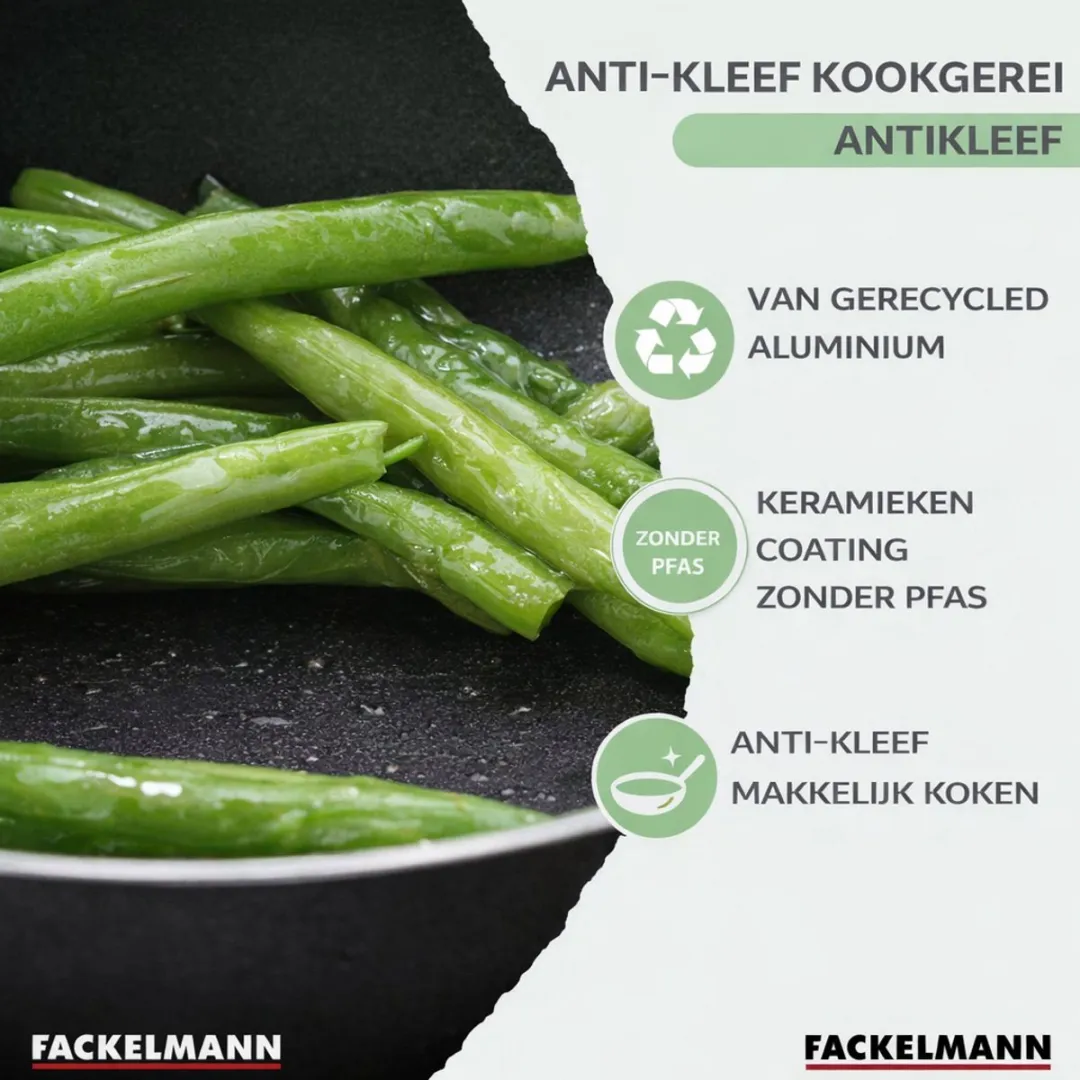 Fackelmann 9222150B88 Kookset RVS - 4 Pannen & 3 Potten - Zwart/Groen
