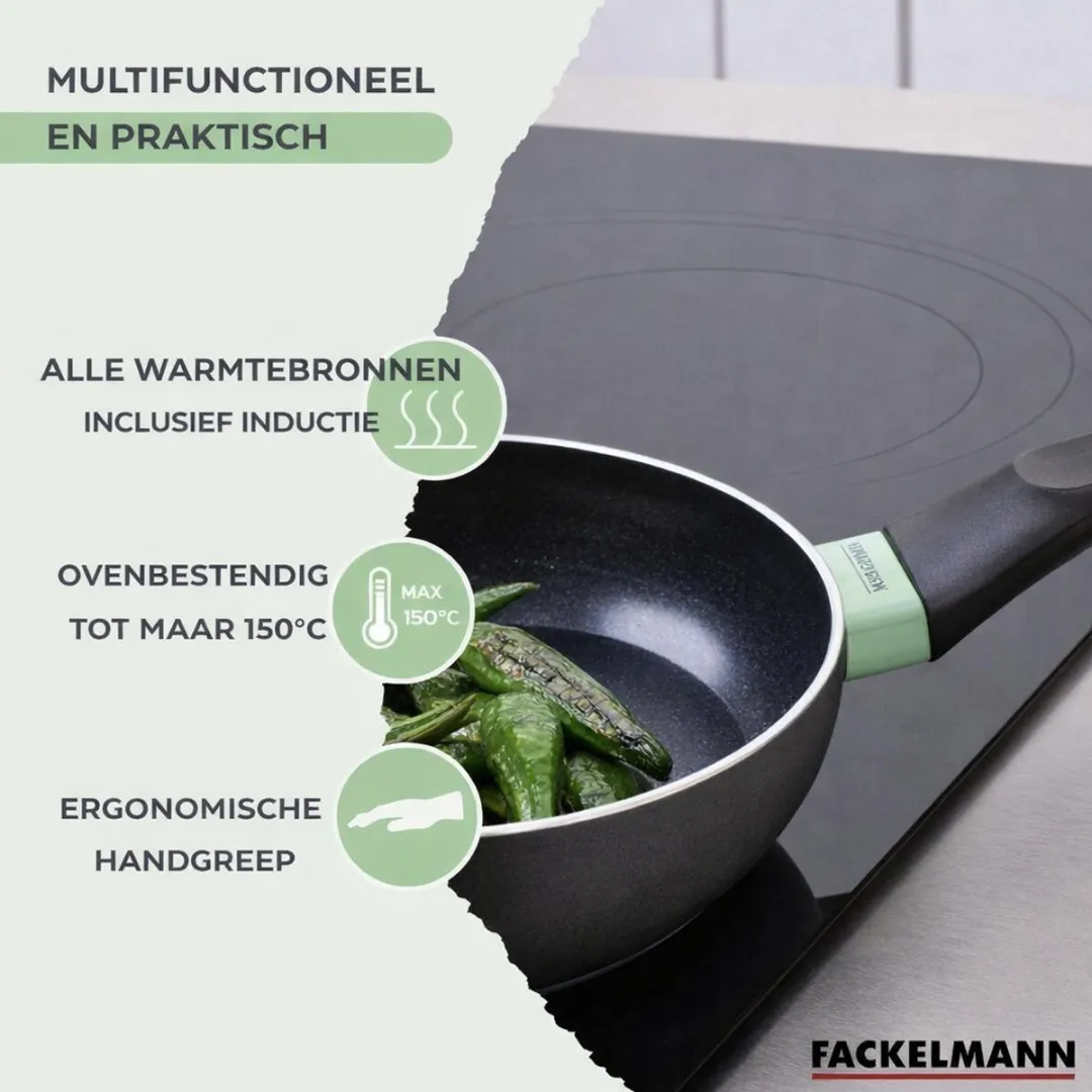 Fackelmann 9222150B88 Kookset RVS - 4 Pannen & 3 Potten - Zwart/Groen