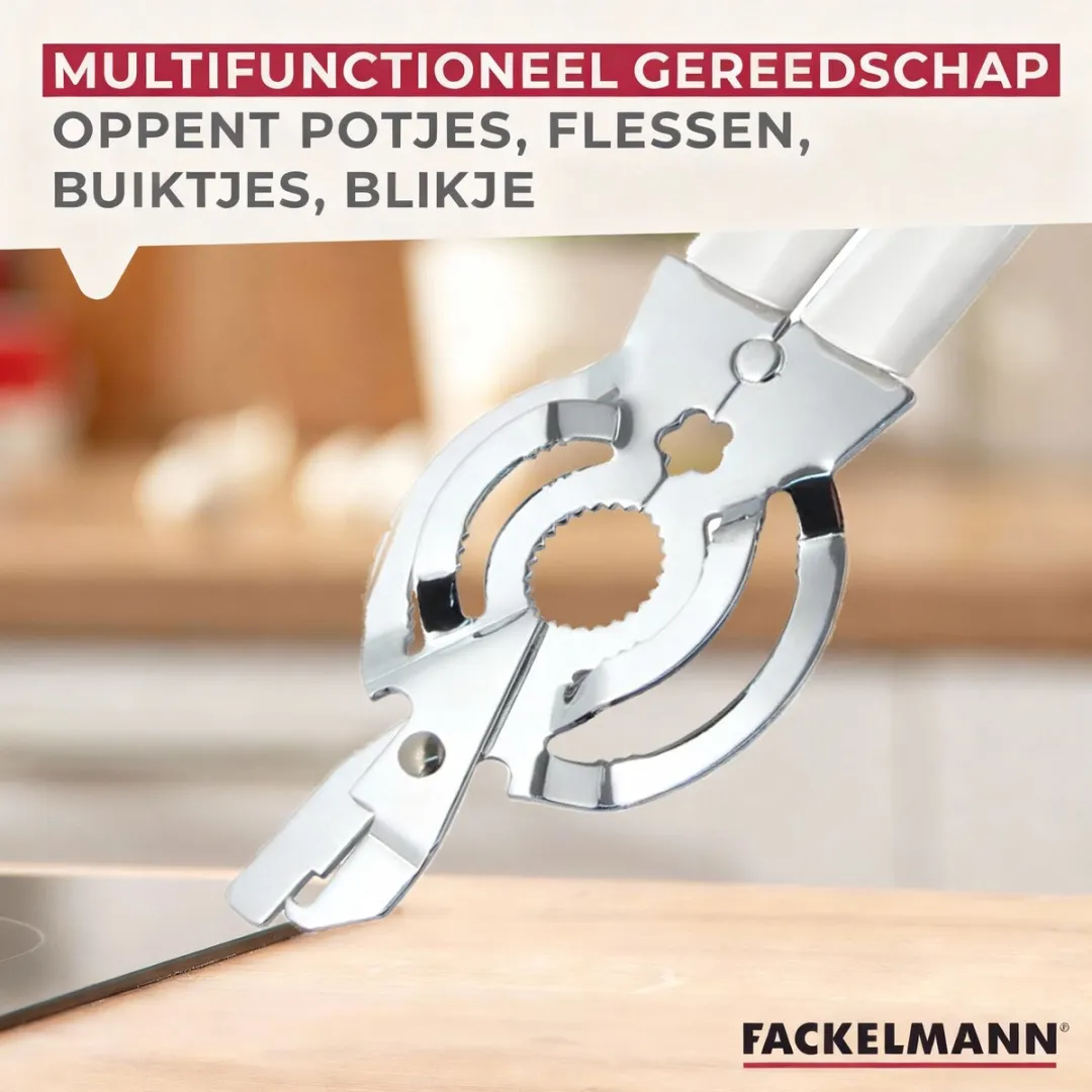 Fackelmann 49280 Multifunctionele Flesopener - 27cm - Wit/Grijs