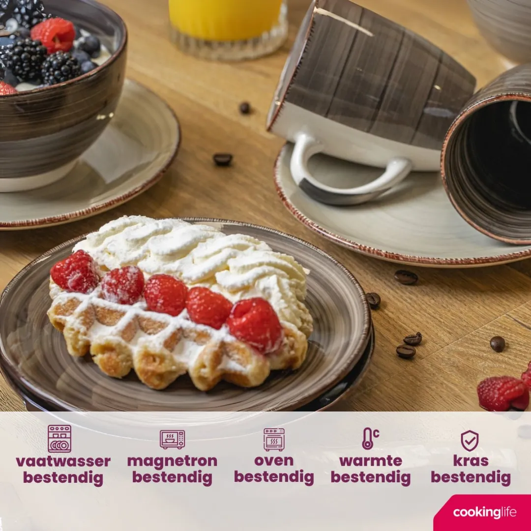 Cookinglife Delice Ontbijtborden - 6 Stuks Ø19cm - Aardewerk