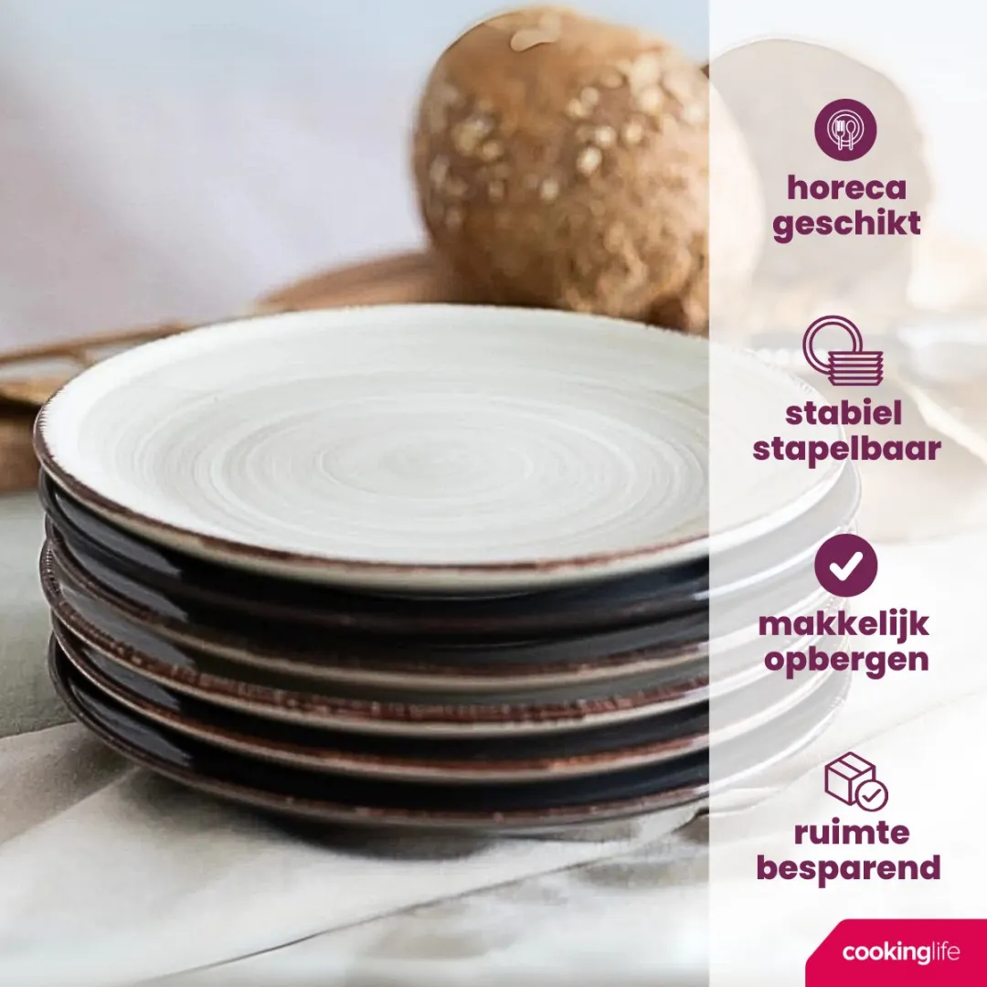 Cookinglife Delice Ontbijtborden - 6 Stuks Ø19cm - Aardewerk