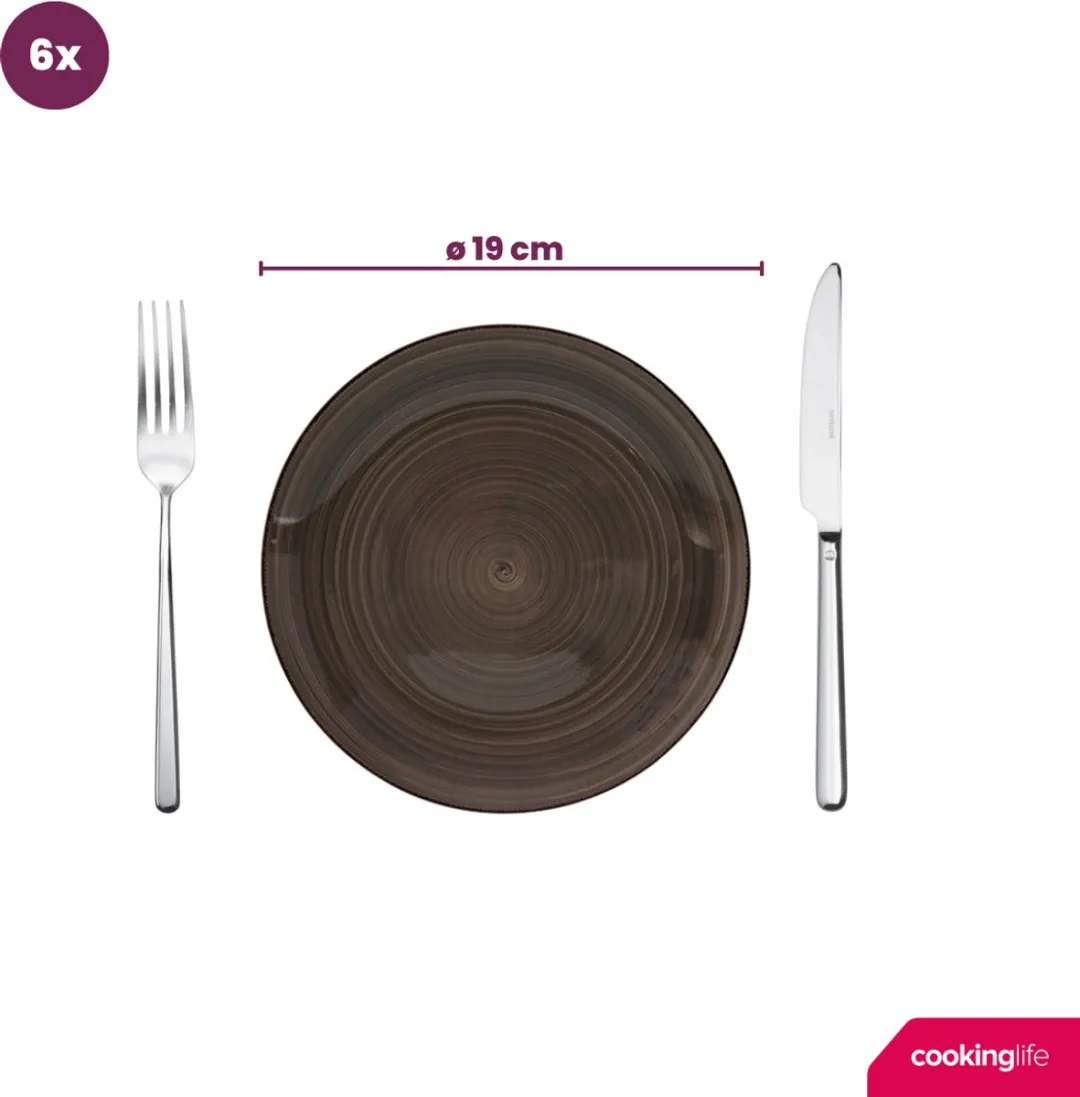 Cookinglife Delice Ontbijtborden - 6 Stuks Ø19cm - Aardewerk