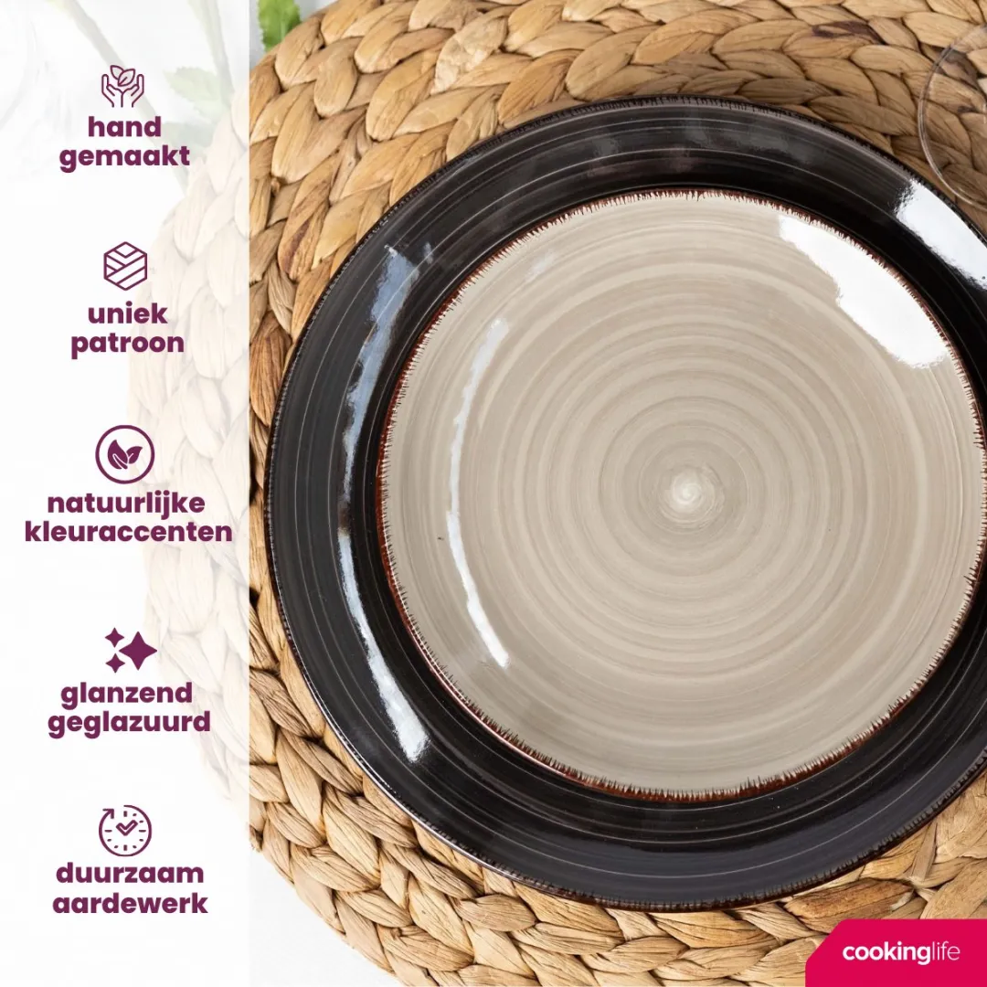 Cookinglife Delice Ontbijtborden - 6 Stuks Ø19cm - Aardewerk