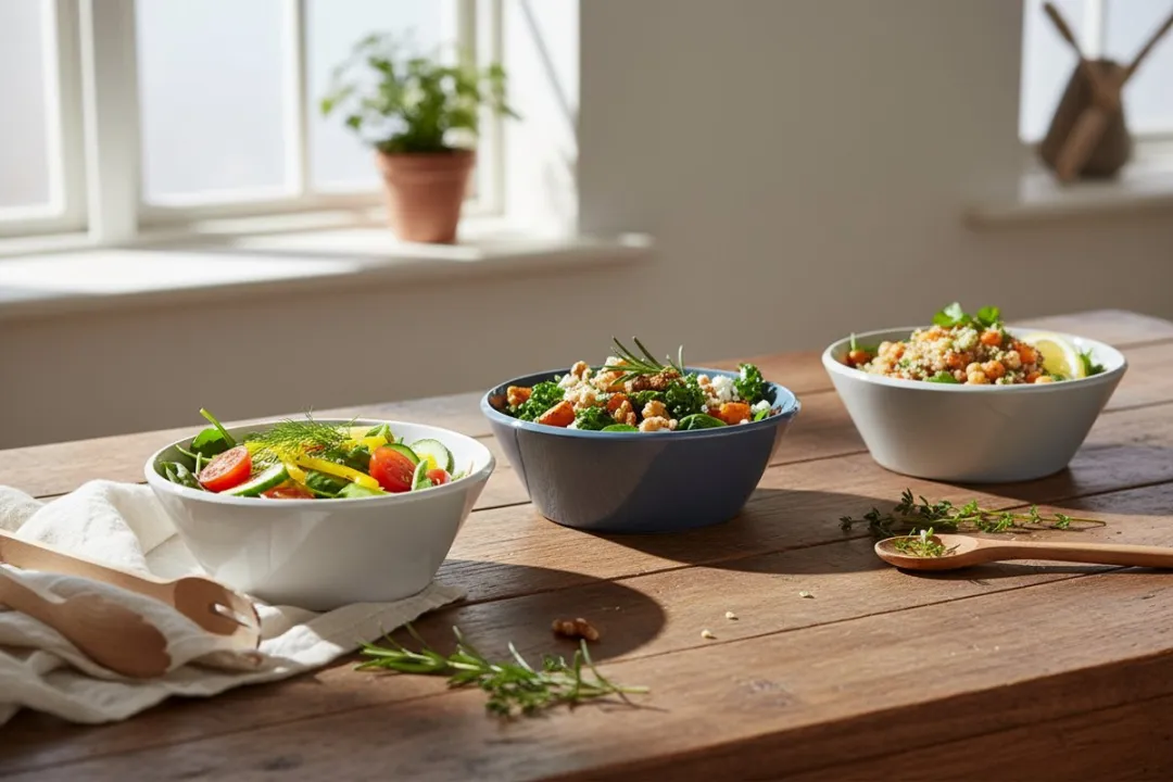 Cookinglife Saladeschalen Siaki - 3 Stuks Ø25cm - Wit/Grijs/Blauw