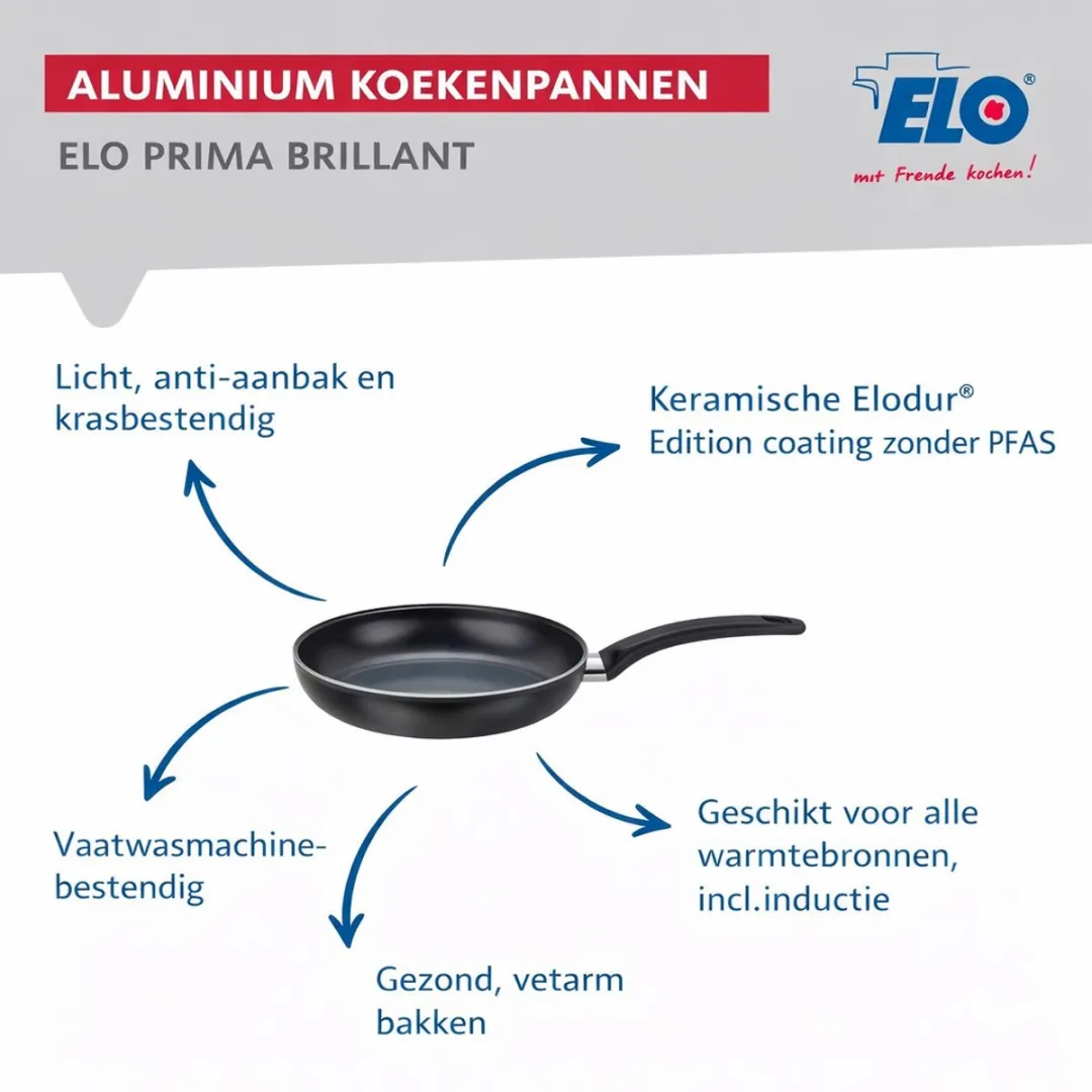 Fackelmann Elo Prima Keukengerei 4-delig - 24/28/32cm + 14cm Braadpan - Roestvrij staal - afbeelding 6 van 6