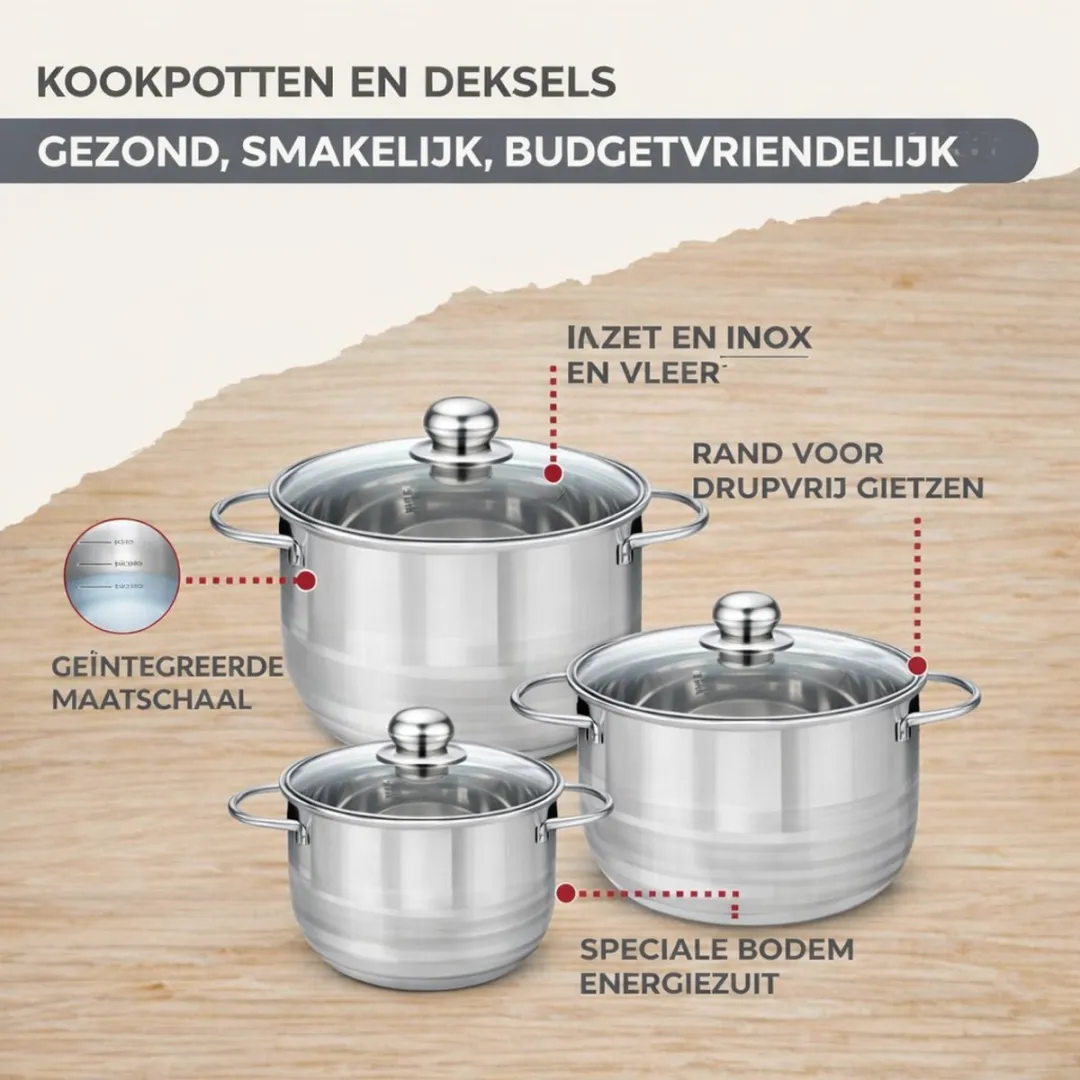 Fackelmann 9201950B88 Kookset - 5-delig + 5 keukengerei - Roestvrij staal