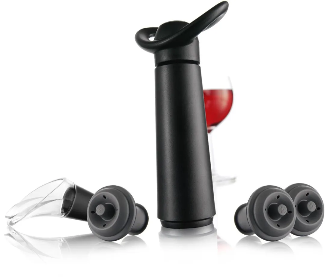 VacuVin Concerto 09876606 Wijnset - 3 Stoppers & Crystal Server - Zwart