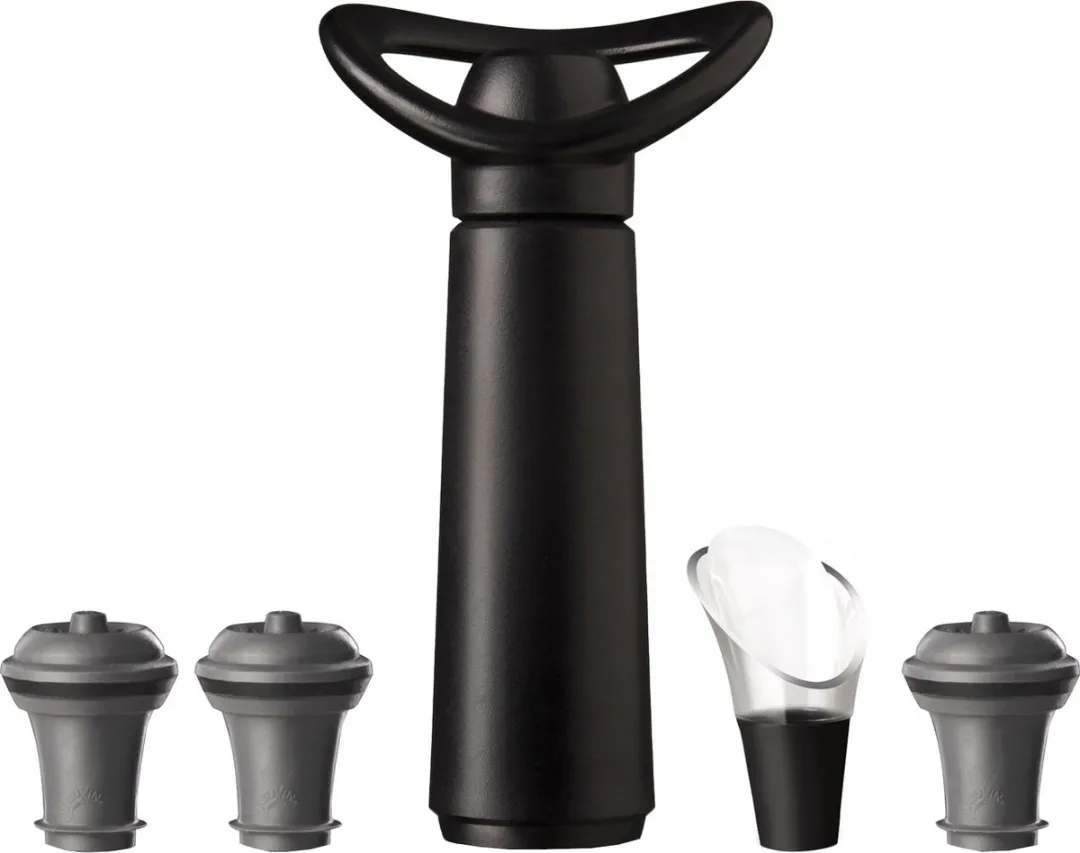 VacuVin Concerto 09876606 Wijnset - 3 Stoppers & Crystal Server - Zwart