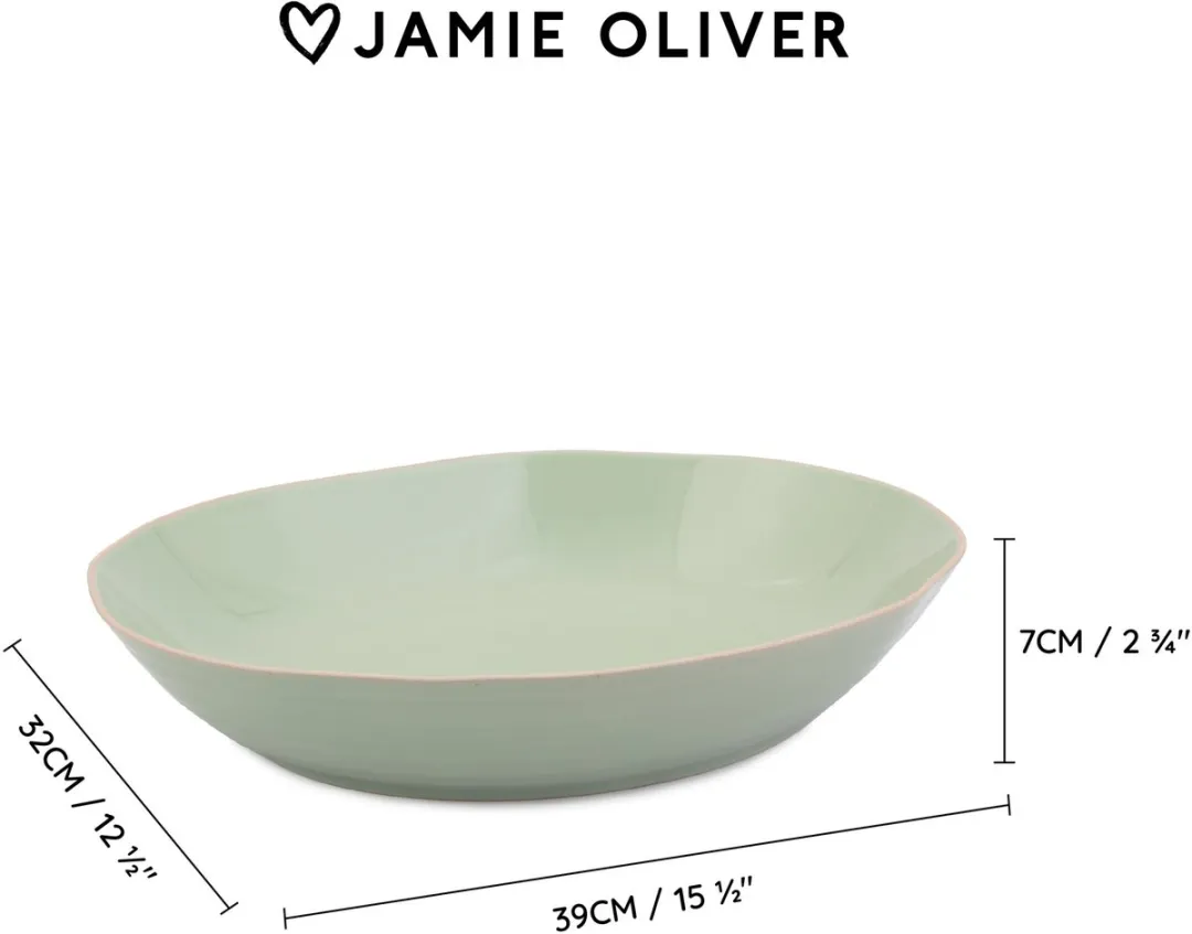 Big Love Bowl Serveerkom, Serveerschaal, Keramiek, Groen, 39 x 32 x 7 cm - Jamie Oliver | Big Love