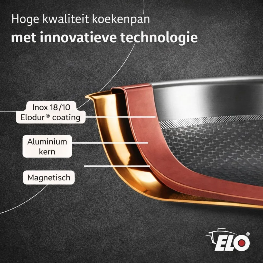 Fackelmann Elo 3532426 Sauteerpan 24cm - Roestvrij staal - Inductie/ovenbestendig