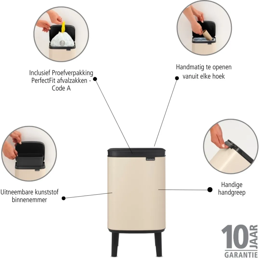 Brabantia Bo Hi Prullenbak 4L - Soft Beige - afbeelding 6 van 6