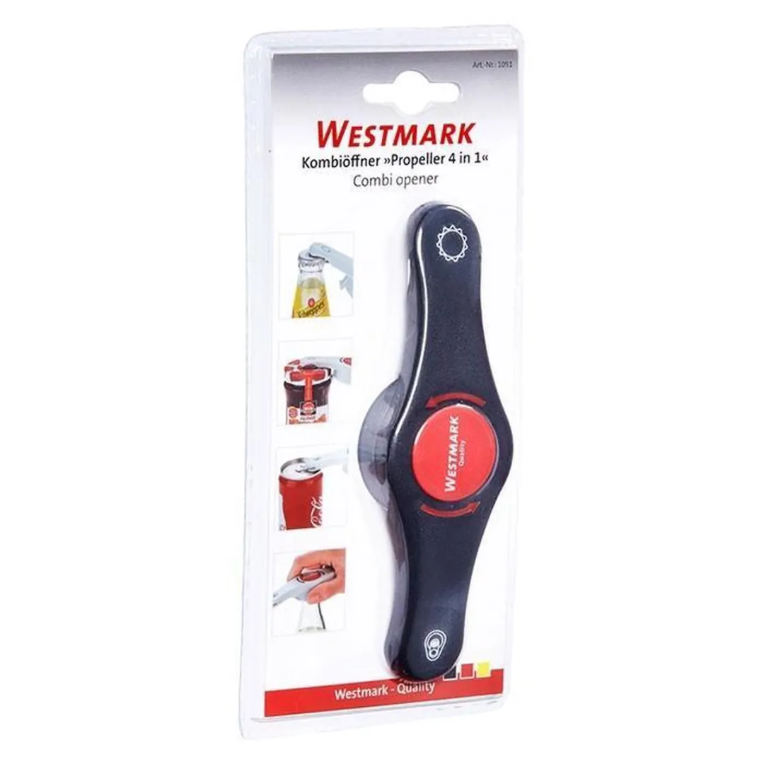 Westmark Propeller 4-in-1 Flesopener - Antraciet/Rood