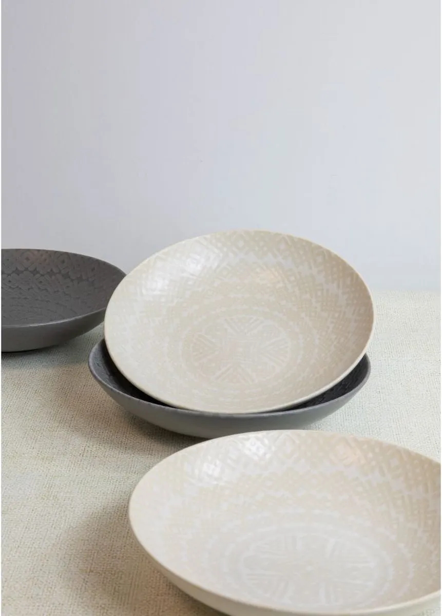 KitchenCraft Pastaschalen Set 4-delig - 22cm - Grijs