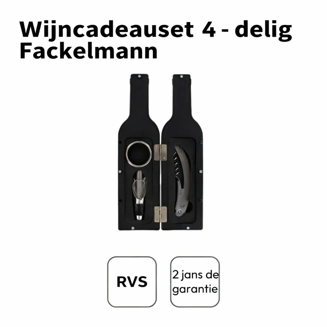 Fackelmann Wijnflesset 683653 - Roestvrij staal - 4-delig