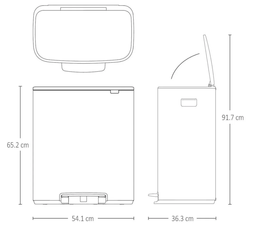 Brabantia Bo Prullenbak 60L - 1 Vak - Platinum